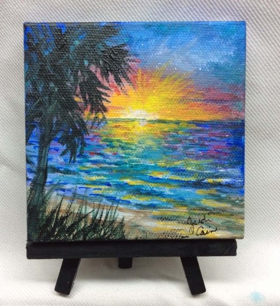 Cedar Key Sunset Miniature Painting by Judi Cain, Artist | Miniature ...